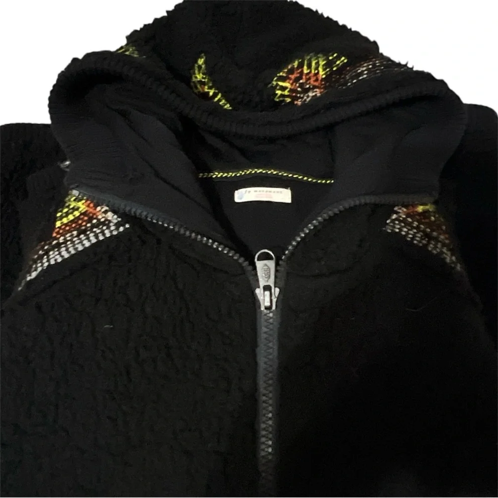 FP Movement by Free People Black Teddy Jacket with Patterned Sleeves - Picture 7 of 9